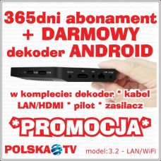 Abonament 365dni + DARMOWY dekoder Android